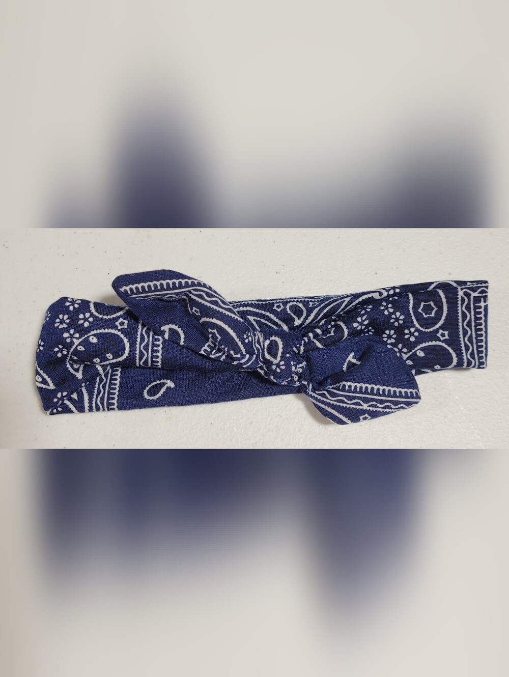 Navy Blue Paisley Bandana Headband